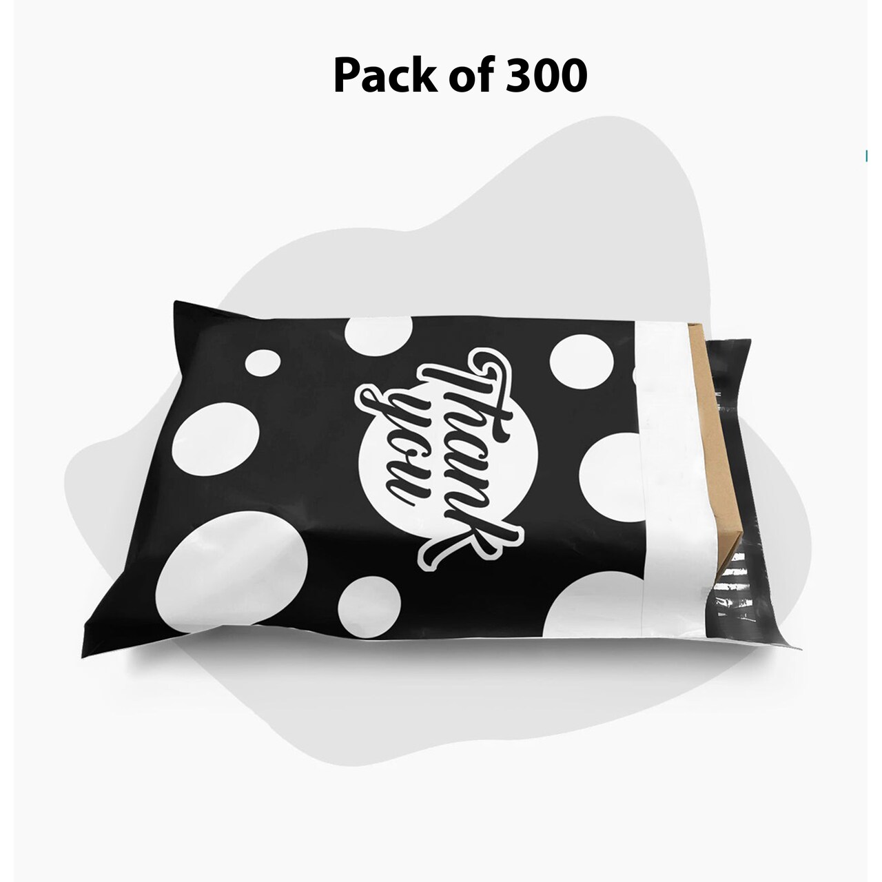 10 x 13 Black and White Polka Dot Thank You Poly Bag Mailer Envelopes 2 Mil